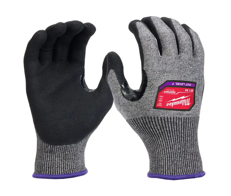 Milwaukee Cut Level 7 Nitrile-Dipped Work Gloves – Balanced Durability & Dexterity, Single Pair, Model 48-73-701