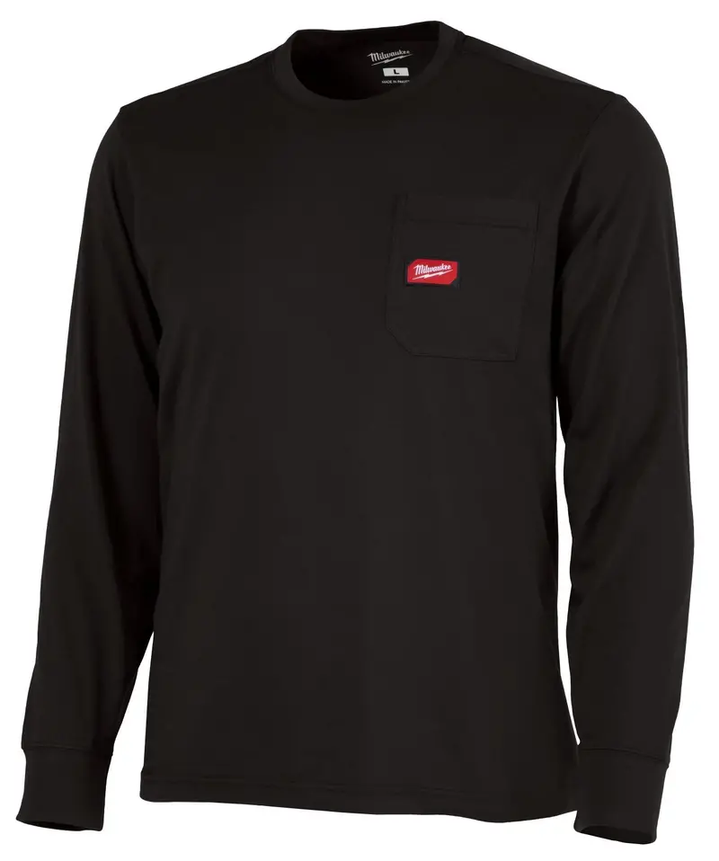 Milwaukee Heavy-Duty Long-Sleeve Pocket T-Shirt – Black or Grey