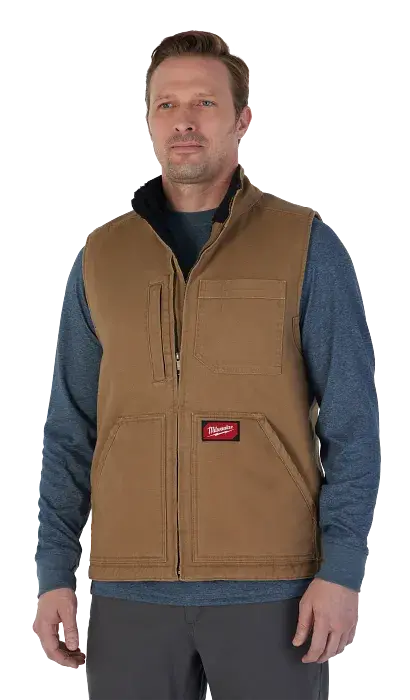 Milwaukee Heavy-Duty Sherpa-Lined Work Vest – Black or Brown Options