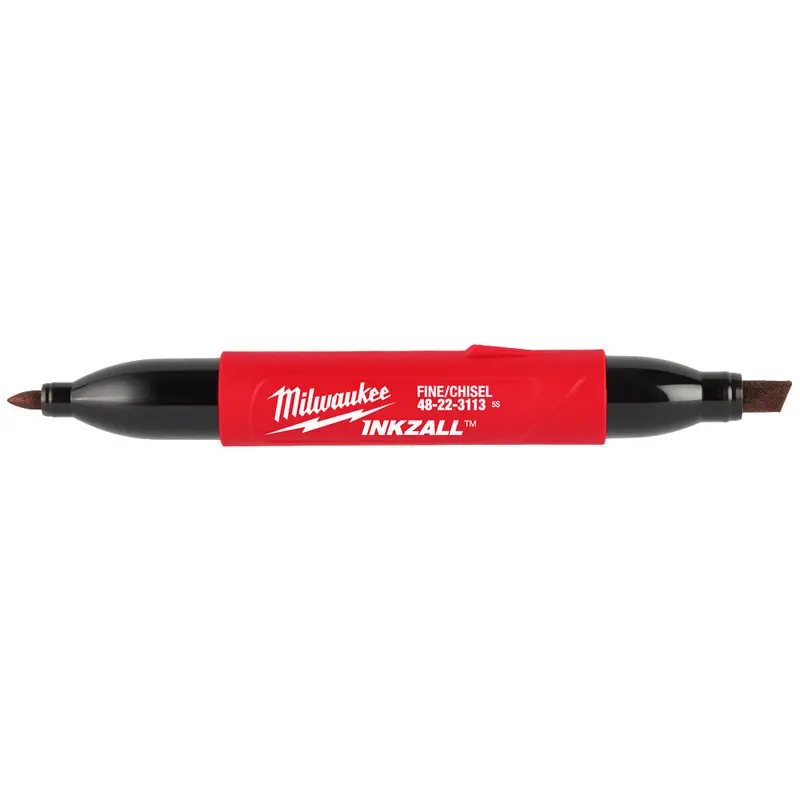Milwaukee INKZALL™ Dual-Tip Black Jobsite Marker – Fine Point + Chisel Tip (Model 48-22-3113)
