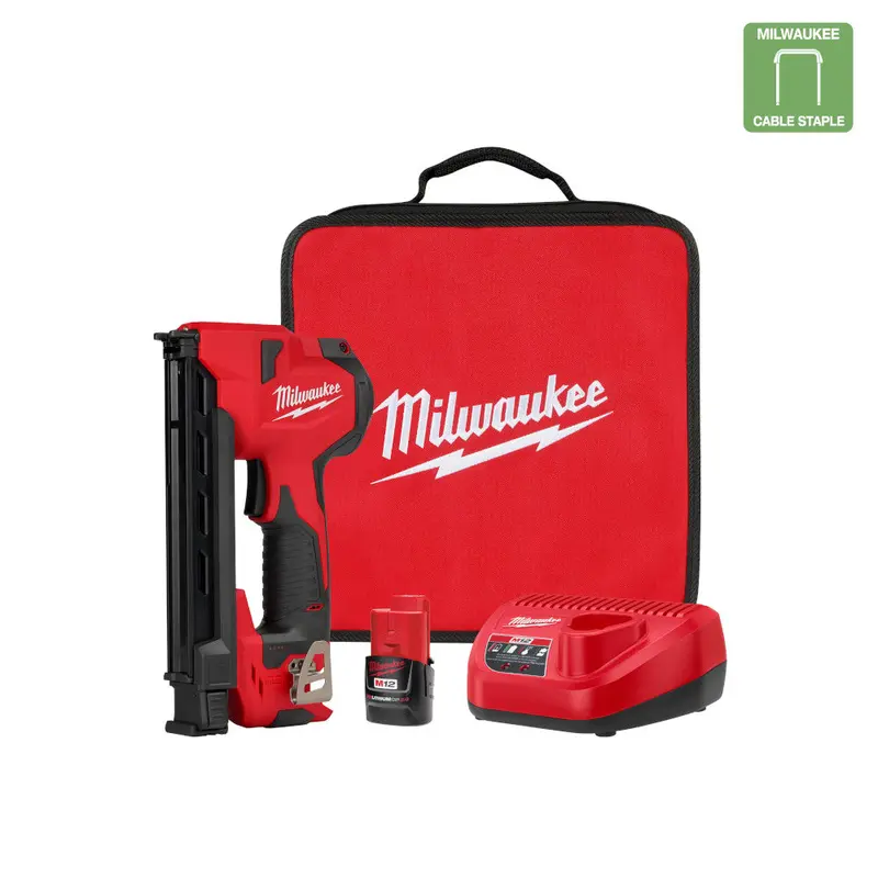 Milwaukee M12 Cable Stapler Kit – Cordless Fastening System with Accessories, 2448-21