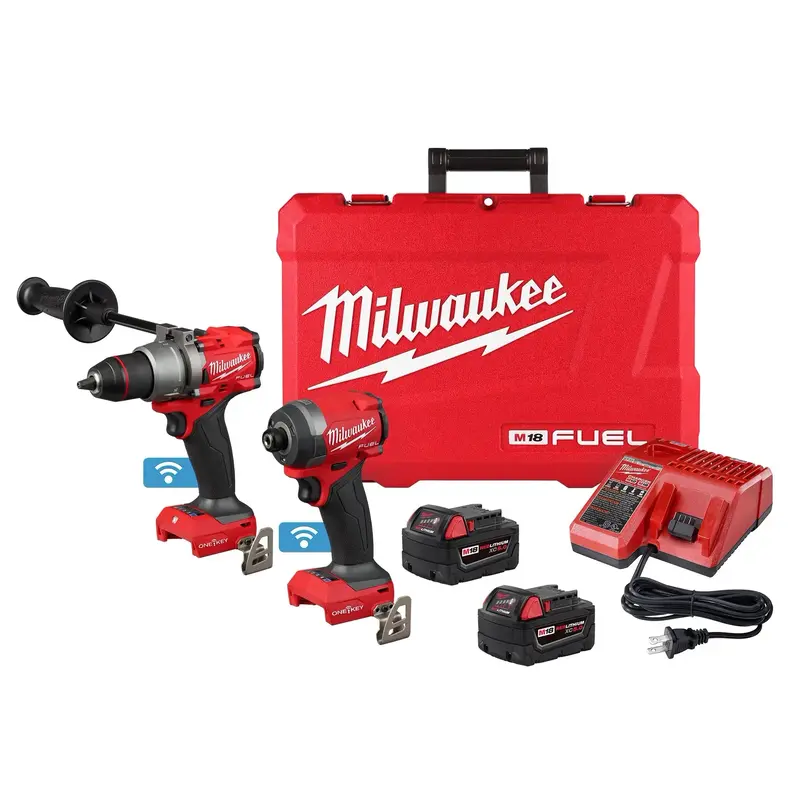 Milwaukee M18 FUEL 2-Tool Combo Kit: Hammer Drill & Impact Driver with ONE-KEY (3696-22)