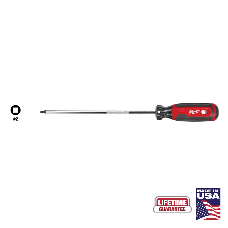 Milwaukee MT220 Cushion-Grip Square Screwdriver – #2 Tip, 8″, Made in USA