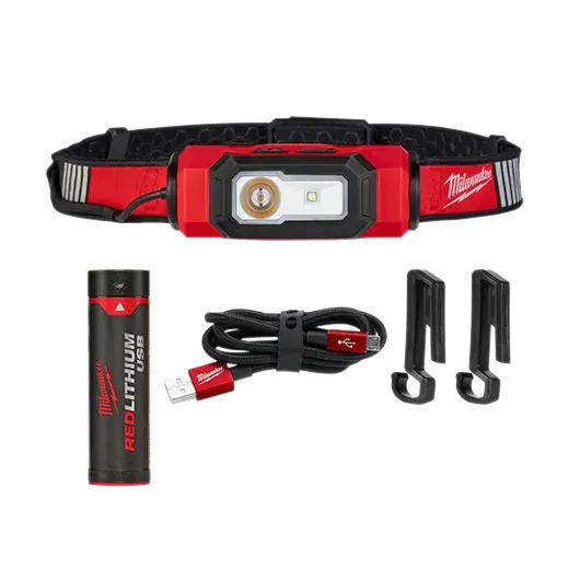 Milwaukee REDLITHIUM USB BEACON Hard Hat Headlamp – Rechargeable Hands-Free Lighting (2116-21)
