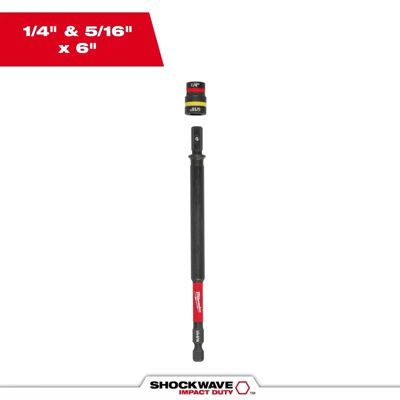 Milwaukee SHOCKWAVE Impact-Duty Magnetic 2-in-1 Nut Driver: 1/4″ & 5/16″ x 6″, QUIK-CLEAR Design – 49-66-4745