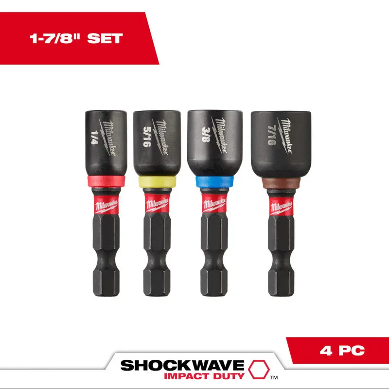 Milwaukee SHOCKWAVE™ Magnetic Nut Driver Set – 1-7/8″, 4-Piece (49-66-4562)