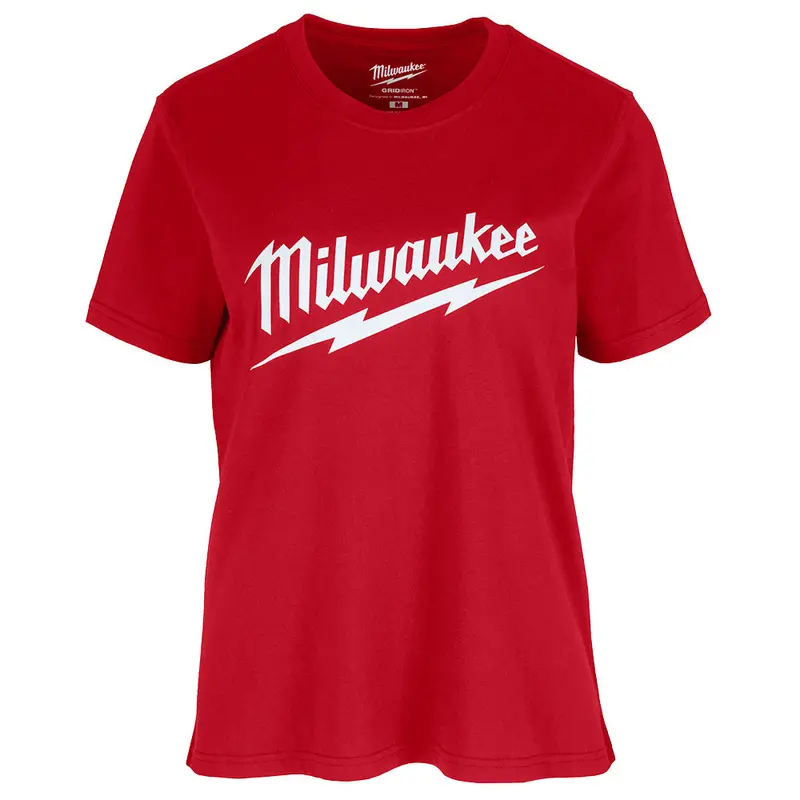 Milwaukee Women’s GRIDIRON Red Logo T-Shirt – Casual Workwear Tee, Style F453R