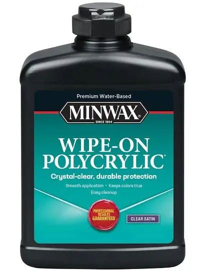 Minwax 40917 Water-Based Polycrylic Finish – Pint of Clear Satin Wipe-On Protective Coating for Wood Surfaces