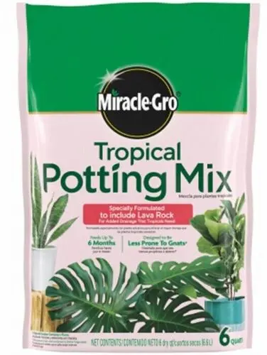 Miracle-Gro Tropical Plant Potting Soil – 6-Quart Bag for Humid-Loving Species