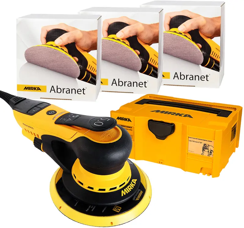 Mirka DEROS 6″ ABRANET ACE Orbital Sander Kit – Optimized for Abranet Discs, MCA-RIDEROSACE-6