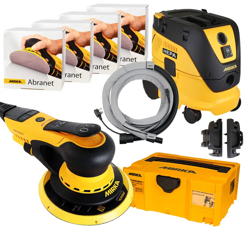 Mirka DEROS 6″ Electric Sander & AFC Dust Extraction Kit – 2.5 mm Orbit, RIDERAFC-625