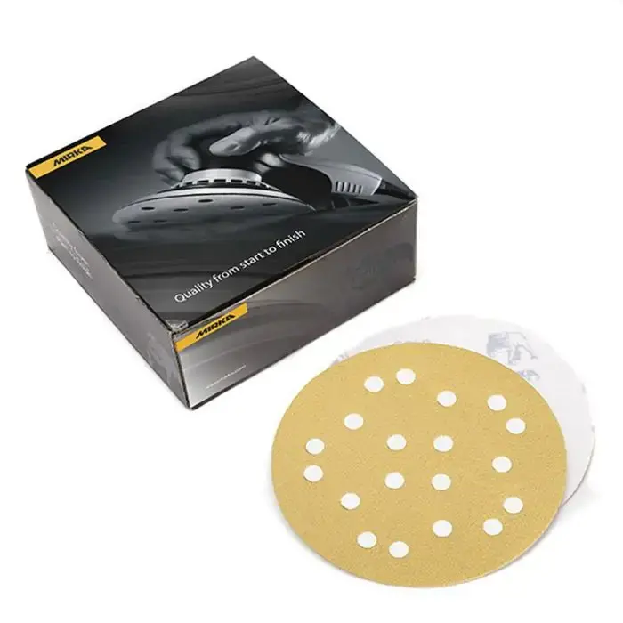 Mirka Gold 9-Inch Grip Discs – 27-Hole, 25-Pack, Assorted Grits