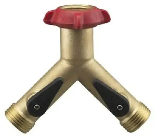 Nelson Brass Faucet-Mount Hose Y-Splitter with Shutoff Valve – 10-Pack