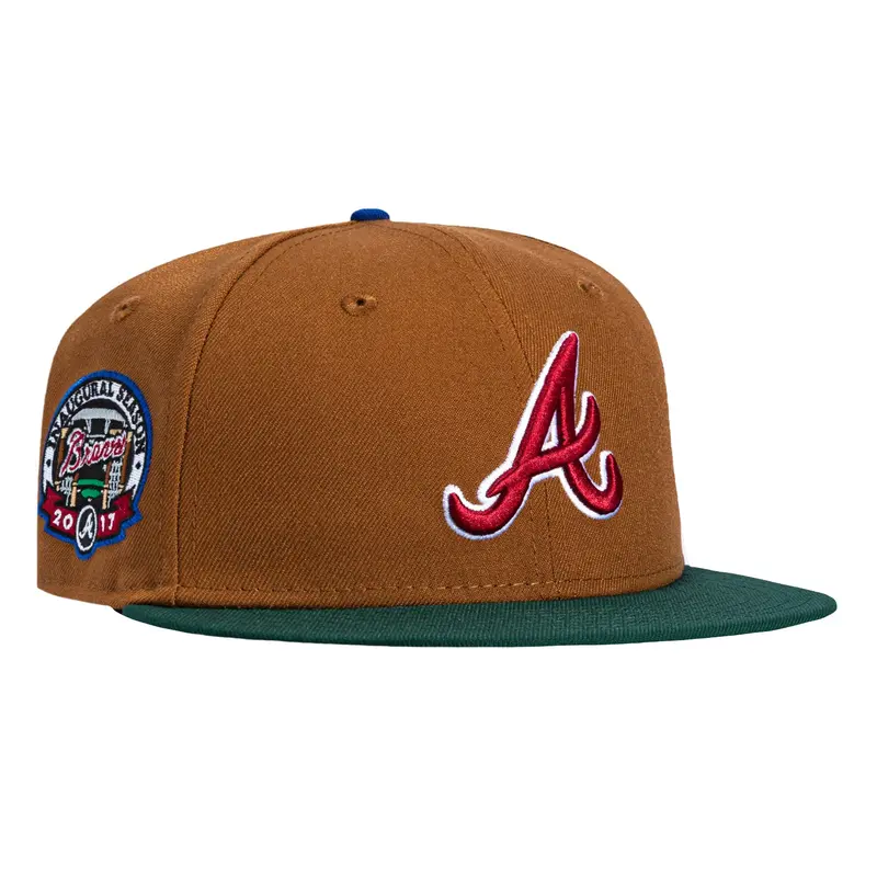 New Era 59Fifty Atlanta Braves Brown & Green Cap Celebrating 2017 Inaugural Season
