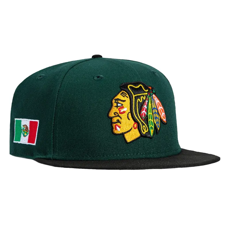 New Era 59Fifty Chicago Blackhawks Mexico Flag Patch Cap – Green and Black