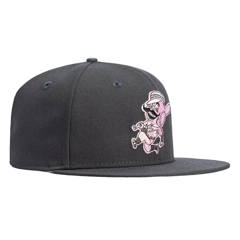 New Era 59Fifty Cincinnati Reds Mr. Redlegs Tribute Cap – Graphite & Pink