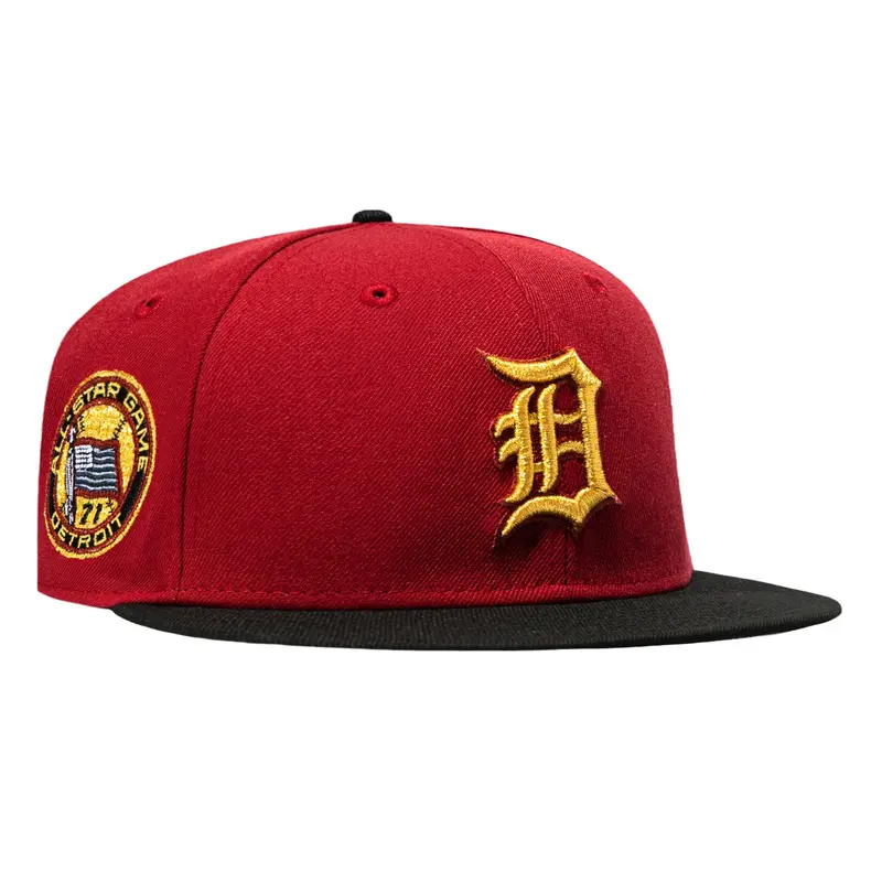 New Era 59Fifty Detroit Tigers 1971 All-Star Game Patch Hat in Cardinal, Black & Metallic Gold