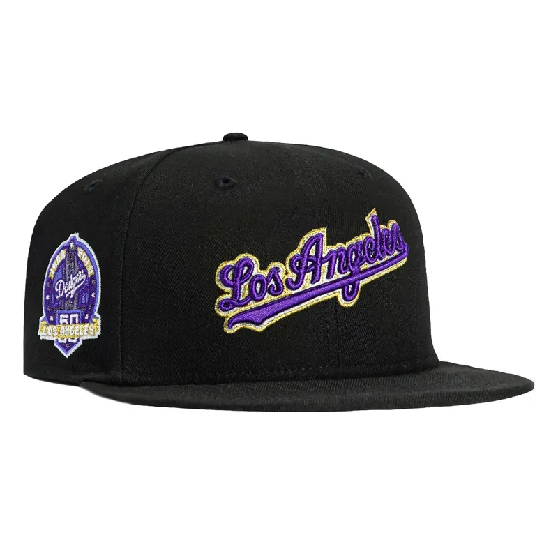 New Era 59Fifty LA Dodgers 60th Anniversary Script Cap – Black, Purple & Shimmering Gold