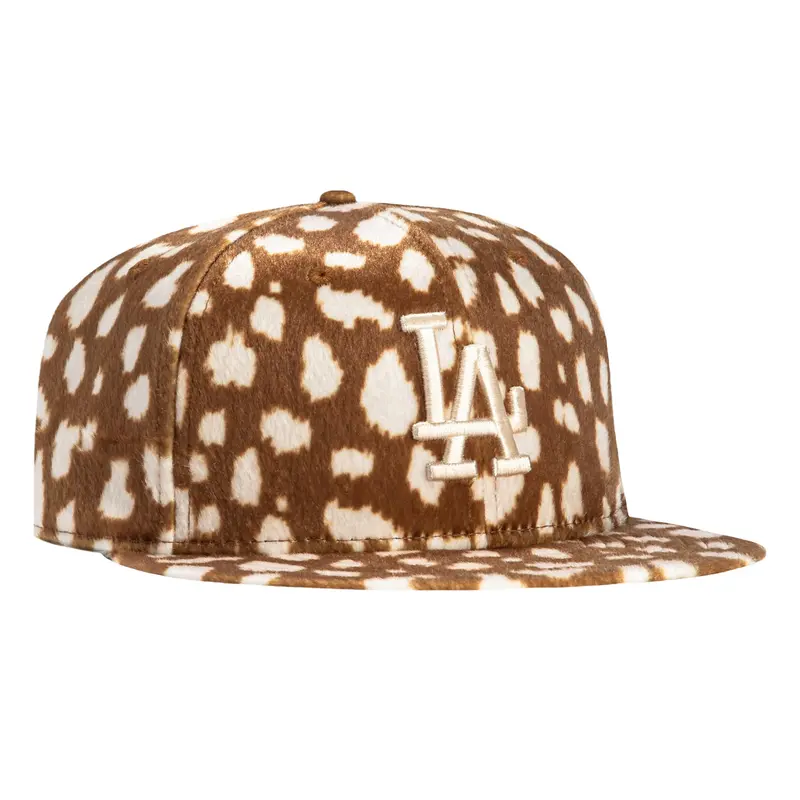 New Era 59Fifty Los Angeles Dodgers Giraffe Print Faux Fur Hat – Khaki & Ivory Fitted