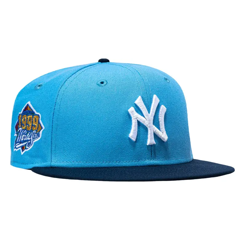 New Era 59Fifty Yankees 1999 World Series Patch Hat – Light Blue & Navy