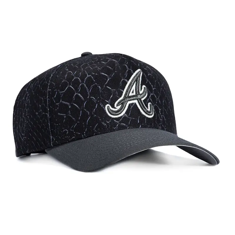 New Era 9Forty A-Frame Braves Snake-Skin Snapback – Black and Graphite