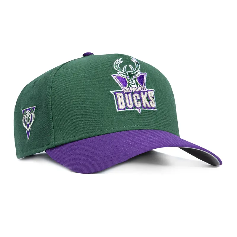 New Era 9Forty A-Frame Milwaukee Bucks 1993 Logo Snapback – Green & Purple