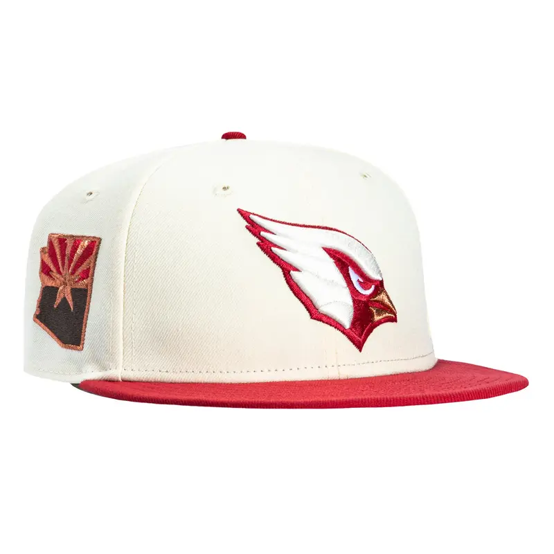 New Era Arizona Cardinals State Flag Sun Patch 59Fifty Hat in White and Cardinal Red