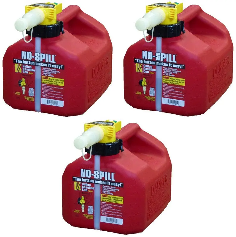 NO SPILL 1415 CARB-Compliant 1.25-Gallon Gasoline Fuel Can – Compact & Spill-Resistant (3 Cans)