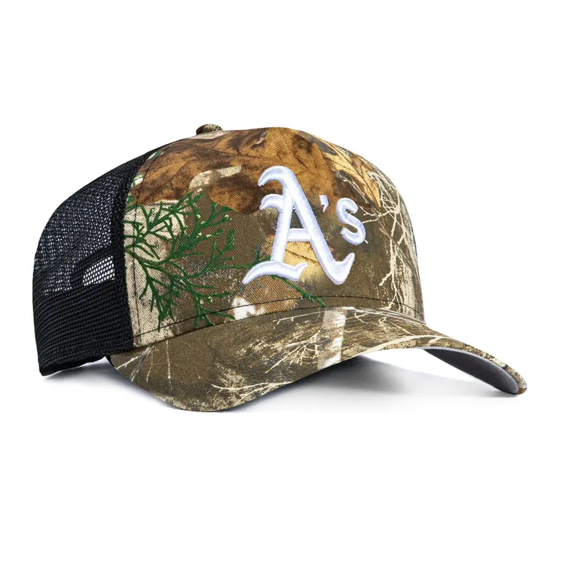 Oakland Athletics Realtree Trucker Snapback – New Era 9Forty A-Frame in Realtree & Black