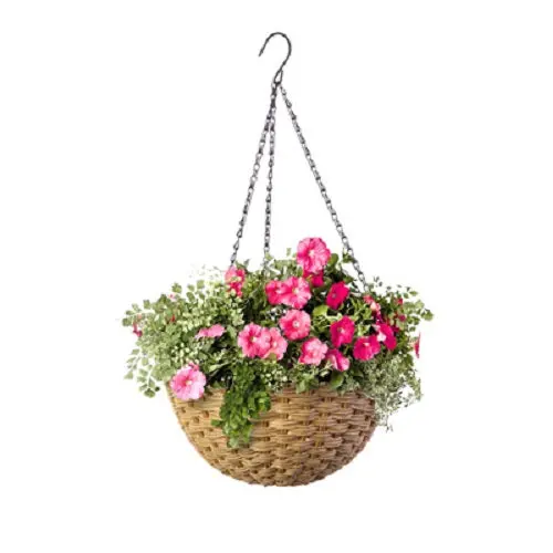 Panacea 14″ Natural Resin Wicker Hanging Basket – Round, Eco-Conscious Design, Pack of 6