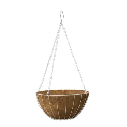 Panacea 88501GT 12-Inch White Wire Hanging Plant Basket with Chain & Liner – Pack of 24