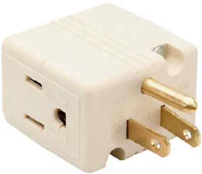 Pass & Seymour Triple Cube Tap Adapter – 15A, 125V, Ivory Grounded, 100-Count