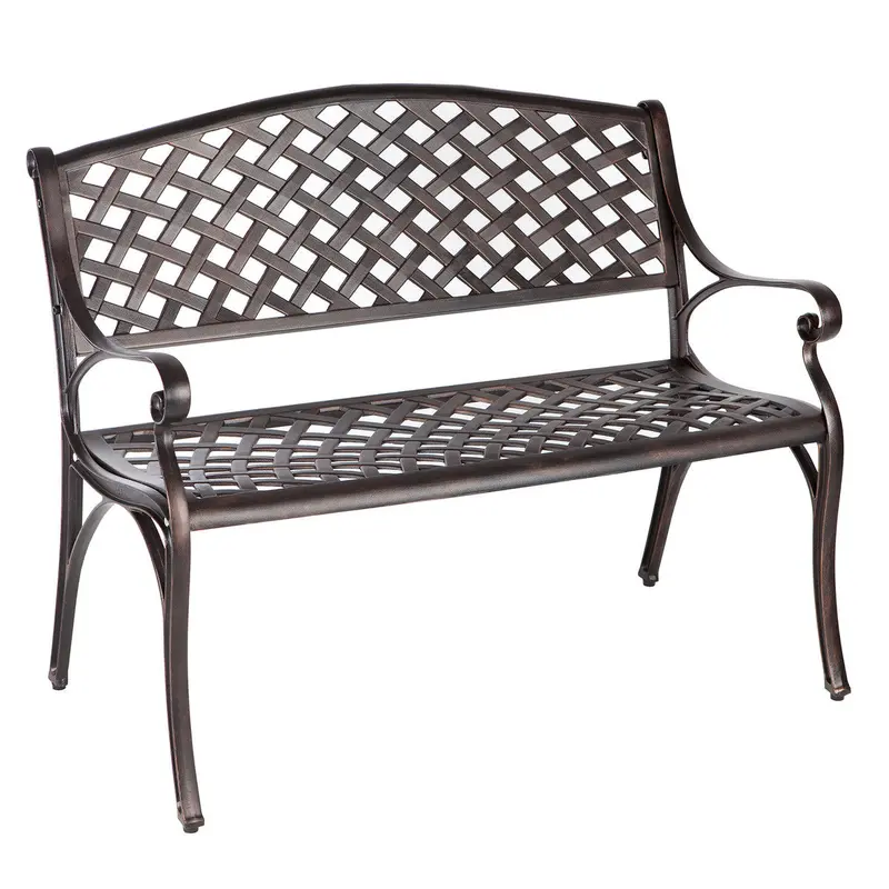 Patioflare Cast Aluminum Folding Bench – Antique Bronze Finish