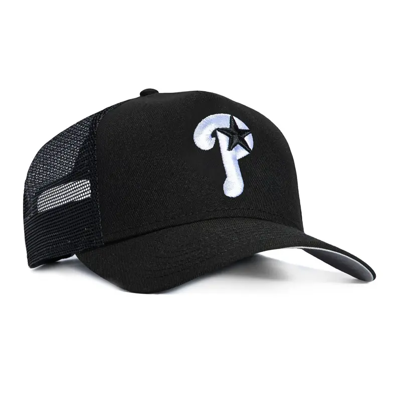Philadelphia Phillies Alternate Trucker Snapback – New Era 9Forty A-Frame in Black & White