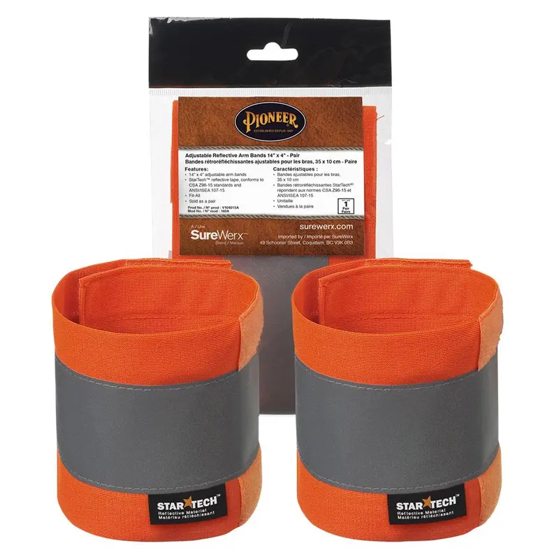 Pioneer Adjustable Reflective Arm Bands – 14″ × 4″, Hi-Vis, Models 140A & 141A