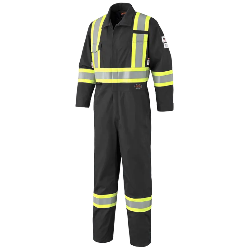 Pioneer FR-Tech® FR/ARC Coveralls – Black 88/12 Cotton-Nylon Flame-Resistant Full-Body Workwear (Models 7702BK / 7702BKT)