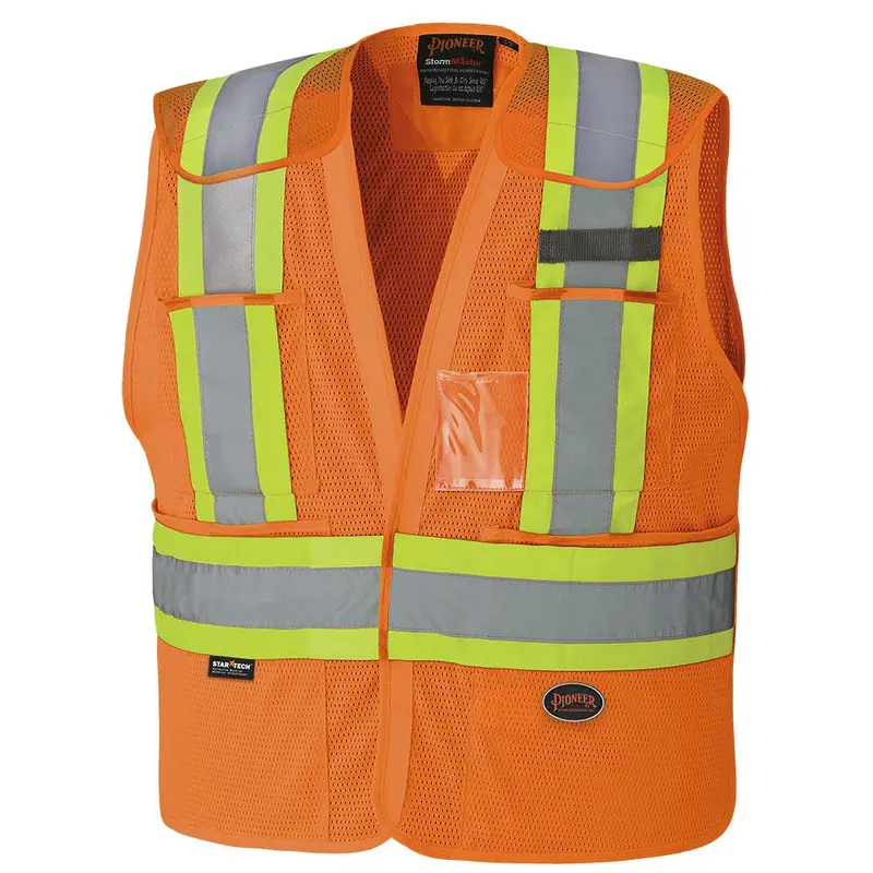Pioneer Hi-Vis Orange Poly Mesh Drop-Shoulder Tear-Away Vest – Model 6932