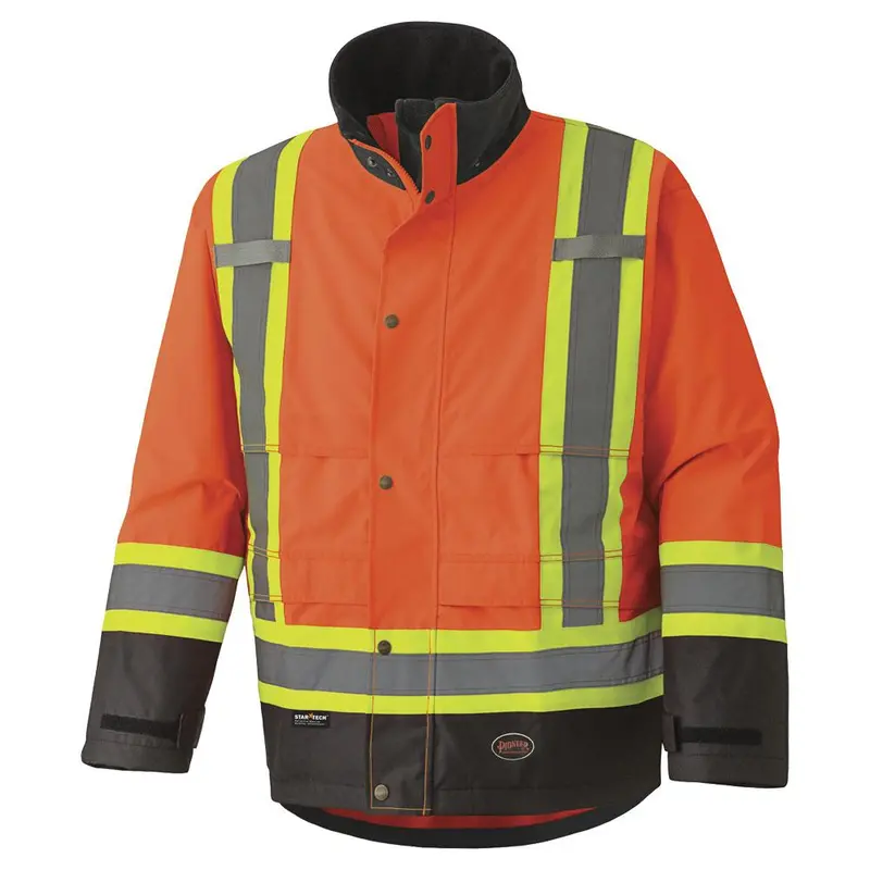 Pioneer Hi-Vis Orange Waterproof Safety Jacket – 300D Trilobal Ripstop Construction
