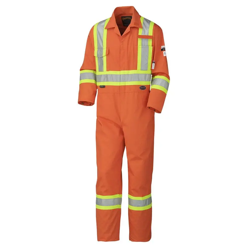 Pioneer Orange Hi-Vis Flame-Resistant Cotton Coverall – Model 5555 / 5555T
