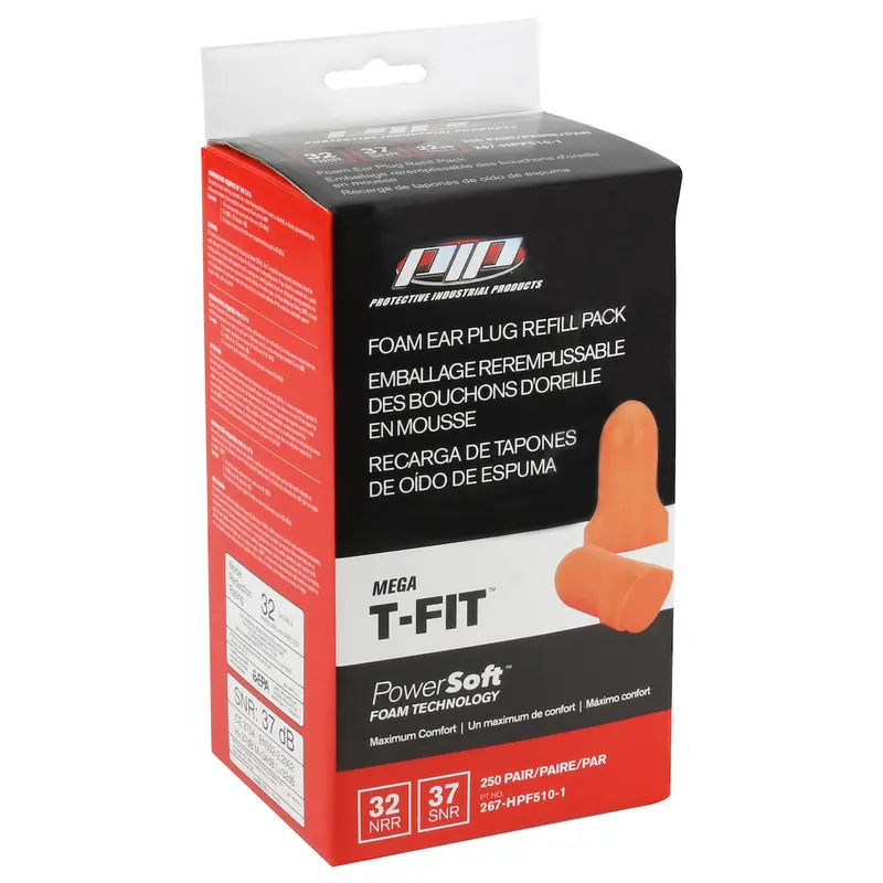 PIP Mega T-Fit T-Shaped Disposable Foam Earplugs – Dispenser Refill, NP267HPF5101