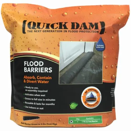Quik Dam QD617-1 6″ x 17′ Expandable Flood Barrier – Rapid-Activation Water Containment, Pack of 6