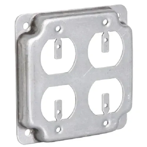 Raco 907C Galvanized 4-Inch 2-Gang Raised Receptacle Covers – Box of 50