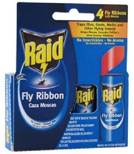 Raid Fly & Insect Catcher Ribbons – 4-Count Pack, Total of 24 Strips