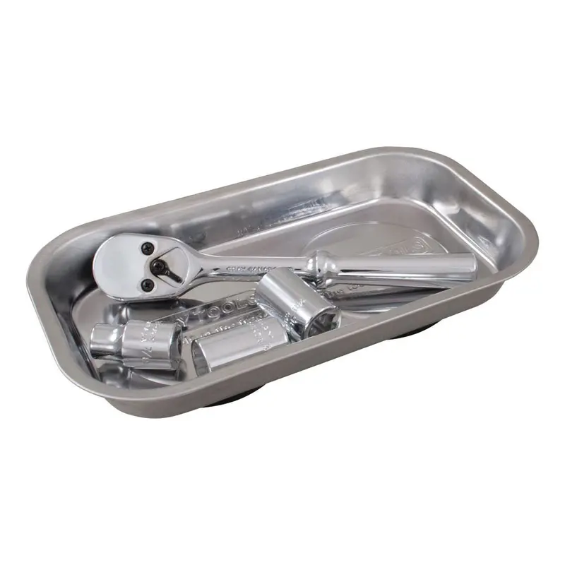 Rectangular Magnetic Tool Tray – Gray Tools Heavy-Duty Organizing Tray for Small Parts (Model 89922)