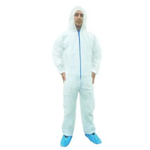 Ronco CARE™ White Disposable Hooded Coveralls – Polypropylene, 58 cm Chest, 155 cm Inseam (421)