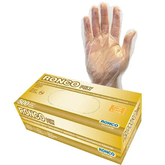 Ronco Clear Polyethylene (PE) Disposable Gloves – 0.5 Mil Thickness, 500-Count Box