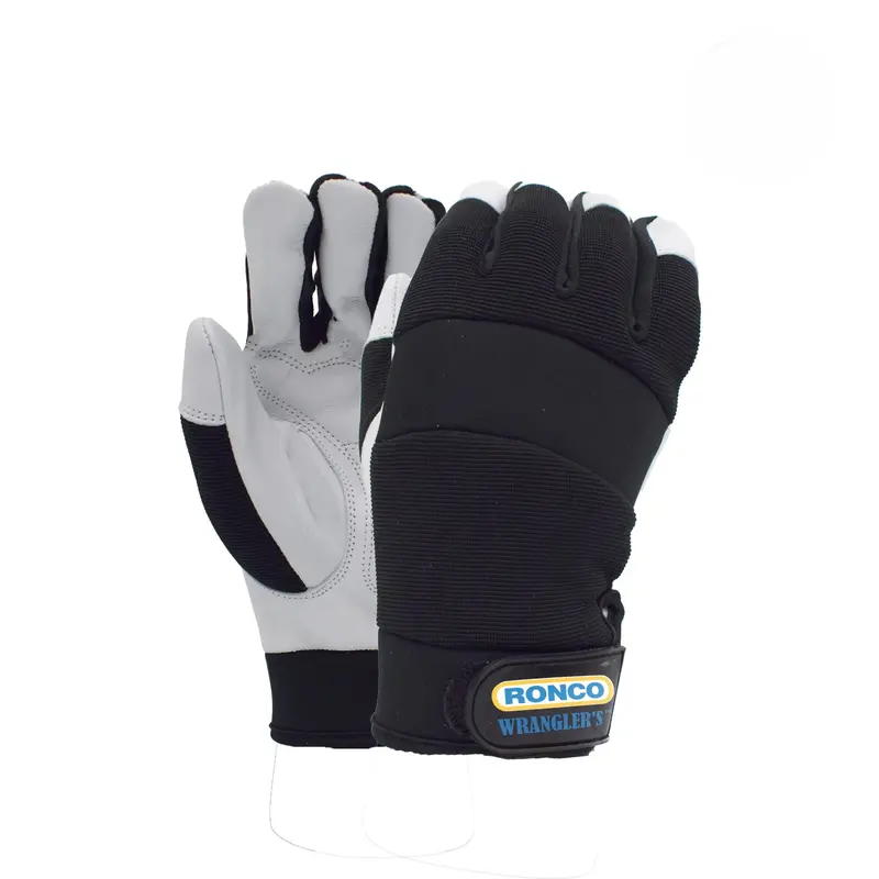Ronco Wrangler’s Goatskin Grain Leather Mechanics Gloves – Patch-Palm Design – Model 72-082