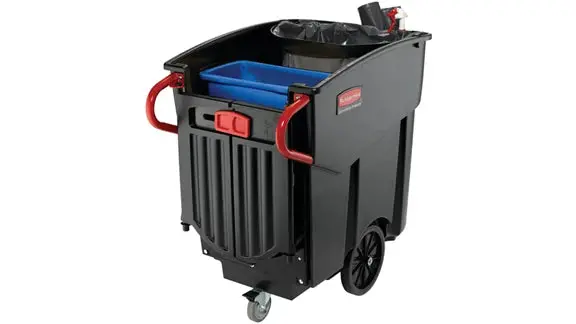 Rubbermaid Mega BRUTE Mobile Waste Collector – 120-Gallon, Heavy-Duty Blue Container with Wheels (Model FGW7300BLA)