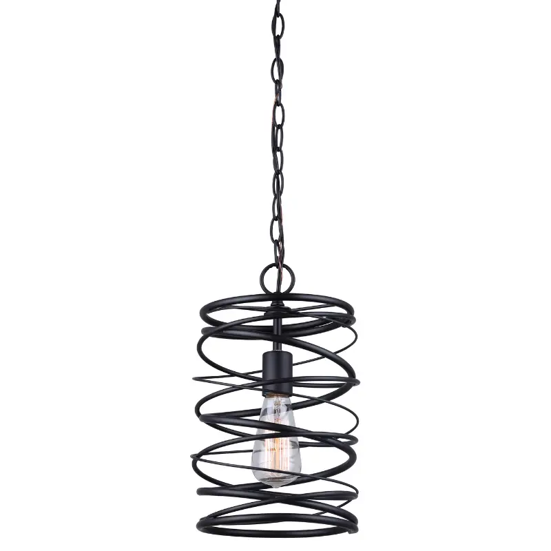 Ryland Matte Black Single-Light Pendant with Chain Suspension – Canarm IPL411B01BK