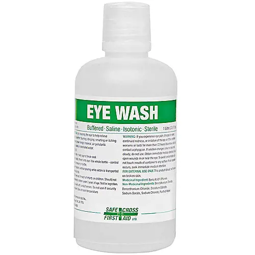 Safecross 1-Liter Sterile Saline Eyewash Solution (Model 04077)